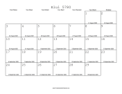 Elul 5780 Calendar with Gregorian equivalents
