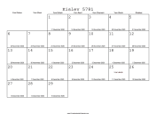 Kislev 5781 Calendar with Gregorian equivalents