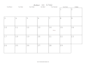 Adar II 5782 Calendar