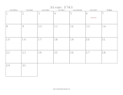 Sivan 5783 Calendar