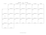 Adar II 5784 Calendar with Gregorian equivalents