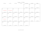 Iyar 5784 Calendar with Gregorian equivalents