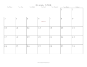 Sivan 5784 Calendar