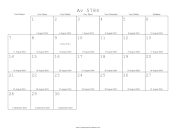 Av 5784 Calendar with Gregorian equivalents