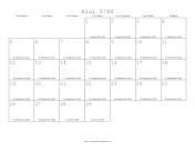 Elul 5784 Calendar with Gregorian equivalents