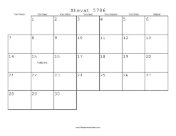 Shevat 5786 Calendar