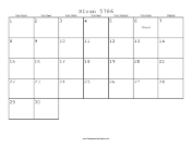 Sivan 5786 Calendar